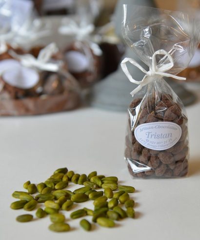 Pistaches enrobées, chocolat noir 56 % Tristan Chocolatier Suisse