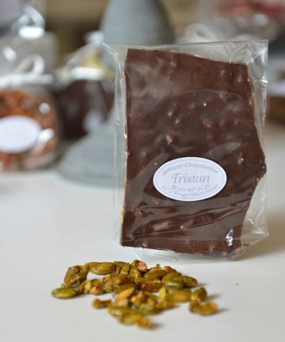 Plaque Noir 56% Pistache Tristan Chocolatier Suisse