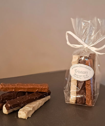 Mélange de Fondantine Lait Blanc Noir 56% praliné Tristan Chocolatier Suisse